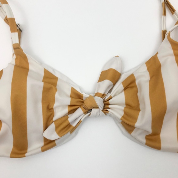 Aeropostale Orange Striped Tie Front Bikini Top - Picture 2 of 8